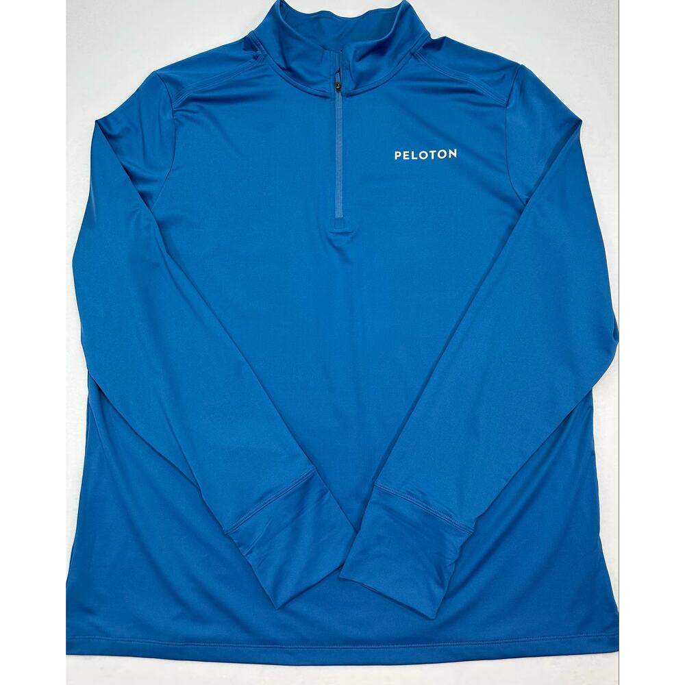 Peloton Men’s Blue Warm Up 1/4 Zip Performance Pullover Thumbholes Size XL - Picture 5 of 13